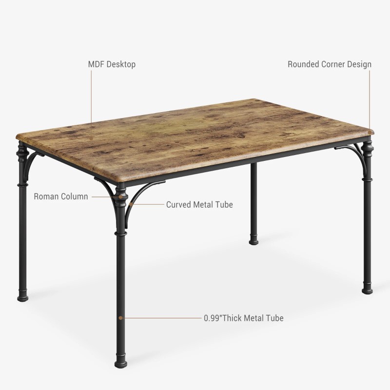 Jojoka Dining Set Table with 4 Upholstered Chairs for Small