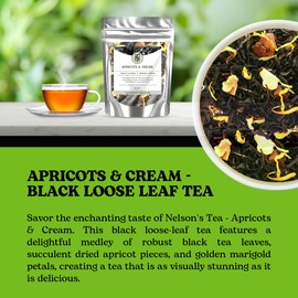 Nelson's Tea - Apricots & Cream - Black Loose Leaf Tea - Black tea, dried apricot, and marigold petals (Sample 0.4 Oz)