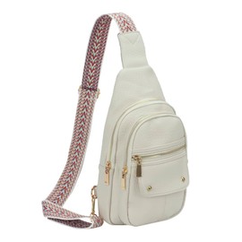 MICOM Sling Bag,Anti Theft Crossbody Packs for Women,Leather Sling Bag for Travel,Crossbody Purses with Adjustable Strap (White)