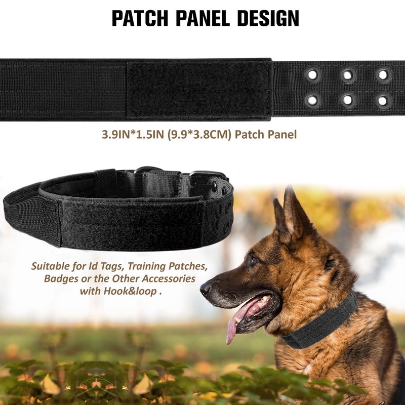 Tactical Dog Collar with Handle, Military Adjustable Heavy Duty Metal