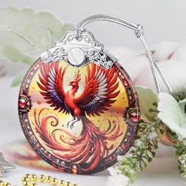 Christmas Ornament, 2024 Ornament, Stained Glass Decor, Phoenix Ornaments for Christmas Tree, Christmas Hanging Decor, Christmas Tree Decoration, Holiday Ornament, Unique Gift Idea - Soaring Phoenix