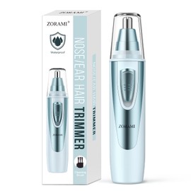 Ear and Nose Hair Trimmer Clipper - 2025 Professional Painless Eyebrow & Facial Hair Trimmer for Men Women, Battery-Operated Trimmer with IPX7 Waterproof, Dual Edge Blades for Easy Cleansing Blue