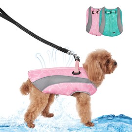 OCSOSO Cooling Jacket, Reflective and Sunproof Pet Cooling Jacket with D-Ring and Adjustable Straps, Evaporative Cooling Coat for Dogs for Medium and Large Dogs (Pink, L)