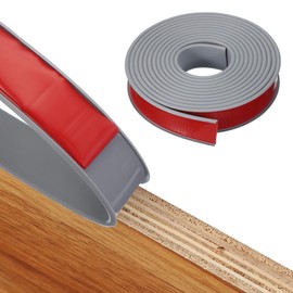 MECCANIXITY TPE U-Shape Edge Banding Self Adhesive Flexible Veneer Edging Trim 1-1/4 Inch x 13ft Furniture Edge Protector for Shelf Cabinet Table Repair Restoration (Gray)