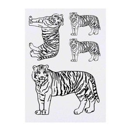4 x 'Standing Tiger' Temporary Tattoos - Water Resistant, Skin-Safe, Non-Toxic Transfers, Mixed Sizes (TO00011274)