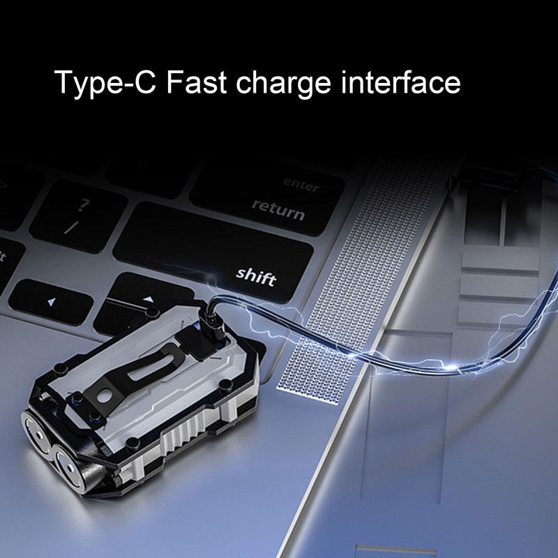 Small Powerful EDC Flashlight 300LM USB Rechargeable Mini Pocket Keychain