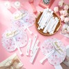 Roowest 48 Pcs Wedding Fans for Guests Bulk Blue Pink