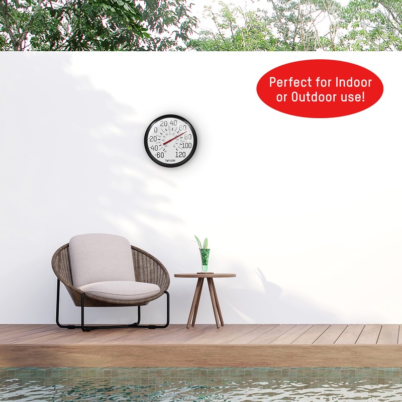 Taylor Big and Bold Wall Thermometer, Indoor Outdoor Thermometer, Wireless