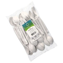 Haval 96432 Reusable Spoons, Bio-PP 18.5 cm, White, Extra Sturdy, Pack of 50