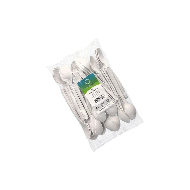 Haval 96432 Reusable Spoons, Bio-PP 18.5 cm, White, Extra Sturdy,