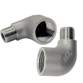 Beduan Stainless Steel Water Line Adapter 1/2 BSP Female to 3/8 Comp Male 90 Degree Elbow Reducer Hose Pipe Compression Fitting Home Supply Hose, Stop Valve Adapter, Pipe Connector (Pack of 2)