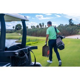 Senvitate Golf Shoe Bag for Men Women, Outdoor Zippered Sports Golf Shoe Carrier Bags for Travel, Waterproof and Breathable Shoes Bag (Black/Red)