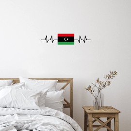 Libya School Home Decor Wall Art Stickers Flag EKG ECG Heartbeat Self-Adhesive Wall Decal for School Garage Car Cups Vinyl 28in