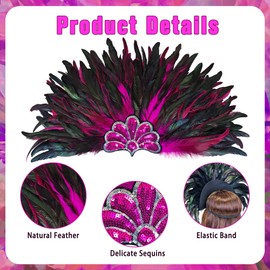 Goenb Feather Headband, Mardi Gras Feather Headpiece for Women Showgirl Costume Headress Accessories for Carnival Party