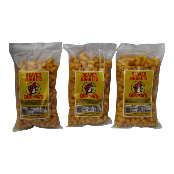 Buc-ees Famous Beaver Nuggets Sweet Corn Puff Snacks, 13 Ounces (Pack of Three 13 Ounce Bags - 36 Ounces Total)