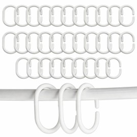 PARENCE. 30 anelli di plastica per tende doccia – bianchi – ganci robusti per il bagno – 30 pezzi