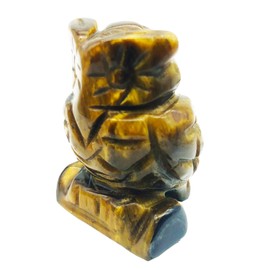 favoramulet 1.5" Handcarved Tiger's Eye Stone Stone Owl Bird Statue Pocket Healing Figurine Sculpture Animal Sculpture