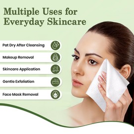 Nature’s Touch Face Towels, Biodegradable Viscose, 100% USDA Biobased, Disposable Face Towelette, Ultra Soft, Vegan, OEKO-TEX Certified, Travel, Skincare, Beauty Routine Use, 10"x12", Pack of 1, 50 Ct