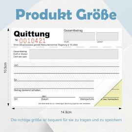 Pack of 5 Small Business A6 Landscape Receipt Pad with Duplicate 2 x 40 Sheets Invoice Block Numbered Micro-Perforated Self-Copying for Accounting White