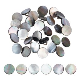 NBEADS 30Pcs Shell Shank Buttons, 11mm Black Shank Button Mother of Pearl Buttons with Shank Natural Pearl MOP Buttons Shirt Shell Buttons for Costumes Sewing DIY Crafts Crochet Ornament