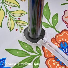 Dllxumm 60 Inch Round Outdoor Round Tablecloth with Umbrella Hole and Zipper, Spillproof Wrinkler-Free Paisley Patio Table Cover for Spring Summer Backyard Party BBQ Decor