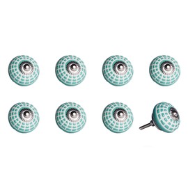 KNOB-IT Set of 8, Hand-Painted 1 to 1-1/2 inch Dia. Ceramic Door Knobs, Easy Installation for Doors, Drawers and Cabinets