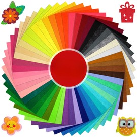 CHRORINE 50 Pcs Assorted Color Felt Fabric Sheets 8" x 12" Soft Felt Fabric Sheet for Crafts DIY Sewing Squares Nonwoven Patchwork (50 Colors)