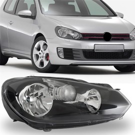 LABLT Passenger Side Headlight Assembly Replacement for Golf/Jetta GTI 2010 2011 2012 2013 2014 Sportwagen (MK6) Right Headlamp Black 5K0941006D