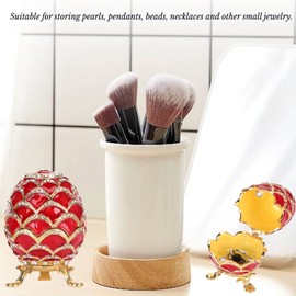 HERCHR Vintage Style Egg Trinket Box, Unique Hand Painted Enamelled Jewellery Box for Necklace, Bracelet, Ring, Office Decorations, 5.5 x 9 cm