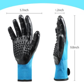 Lauviomify Cat grooming glove, cat glove for fur changing, with soft nubs, effective cat care for short and long hair, wet and dry fur, blue, 1 pair