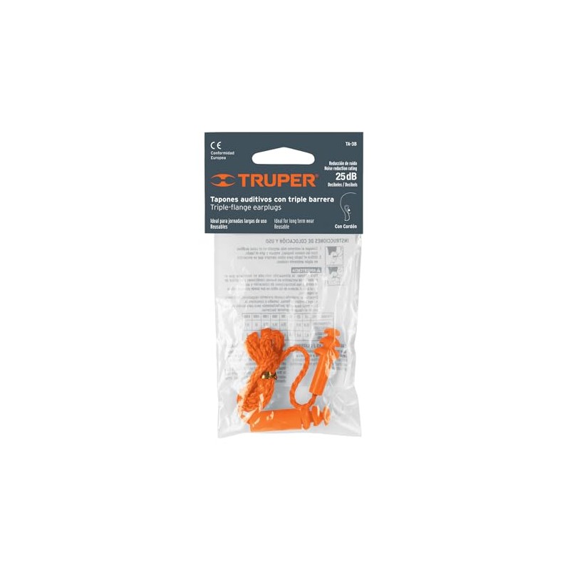 Truper TA-3B, Tapón auditivo reutilizable de triple barrera