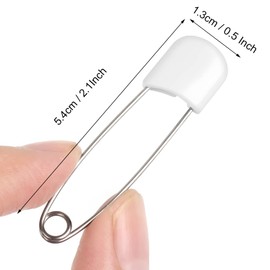 100 pines para pañales, pasadores de seguridad para bebé, pasadores de plástico para pañales de tela con cierres de bloqueo seguro, pasadores de pañales de acero inoxidable (blanco)