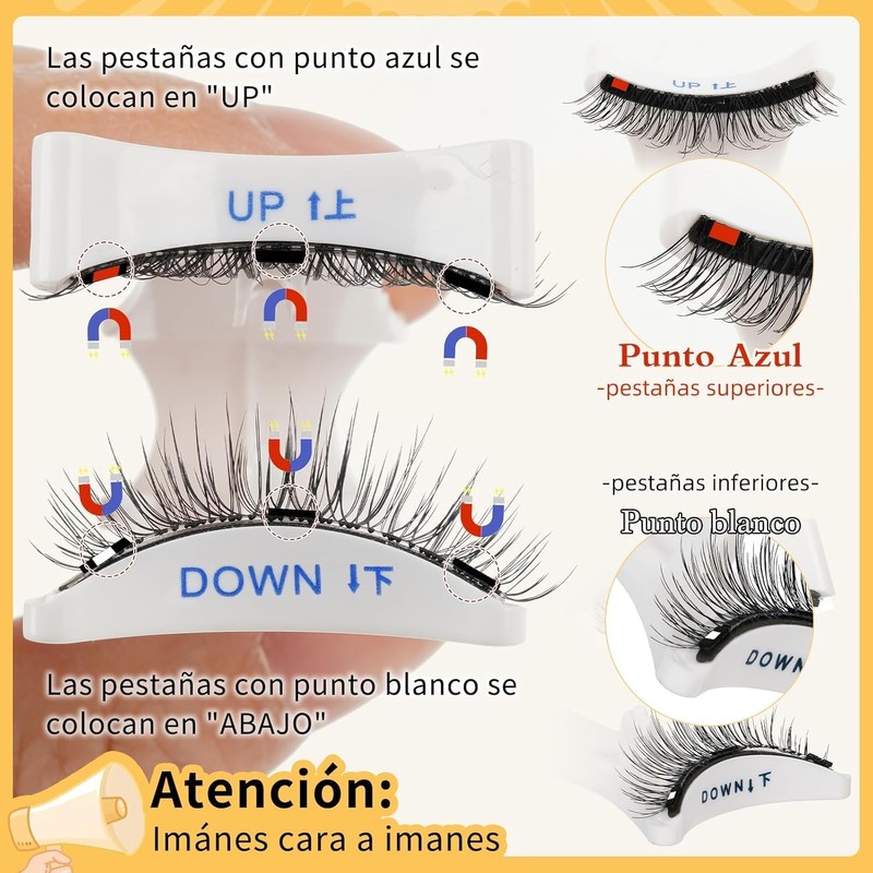 Pestañas magnéticas reutilizables QUEWEL, 1 par, con aplicador, sin pegamento,