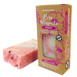 Natürliche Hagebutte Handseife für Körper und Gesicht, heilende und regenerierende, umweltfreundliche und handwerkliche feste Tablette, vegan und ohne Palmöl, 100 g