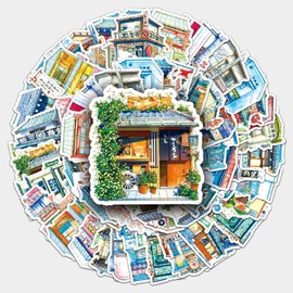 50 Packs Retro Street Shop Stickers Water Bottles Laptop Phone Motorcycle Computer Guitar Skateboard Hydroflasks Japanese Vinyl Sticker Waterproof Aesthetic Trendy Decals for Teens Girls Adults