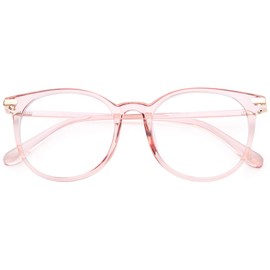 Gaoye Blue Light Blocking Glasses, Retro Round Eyewear Frame Anti Eyestrain Computer Glasses for Women Men - GY1688 (Pink Frame/Transparent Lens)