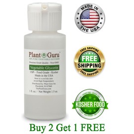 Plant Guru Vegetable Glycerin 1 oz. USP 99.9 % Pure Food Grade Non-GMO Kosher VG PG