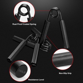 COVVY Hand Grip Strengthener Set of 3 (150, 200, 250 lbs) No Slip Heavy-Duty Finger, Wrist & Forearm Exercise Grip Strengthener for Beginners and Professionals, Arm Muscle Builder for Home Office & Gym (Black)