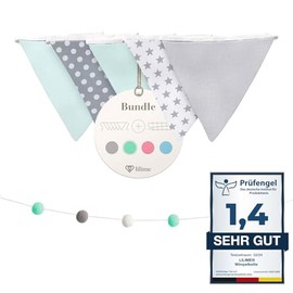 lilime® Bunting With Free Garland, Ideal for Decorating the Children's Room, Our Wall Decoration for Your Child, Super Cute Decoration for Any Baby's Room (1.9 M)