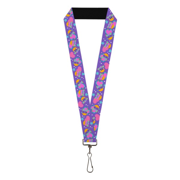 Furby Lanyard, Fuby Furbmojis and Icons Collage Purple Blues Pinks,