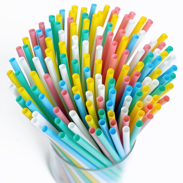 7.75" Biodegradable Plastic-Free Drinking Straws,Compostable Colorful Disposable Smoothie Straws 200pcs,Plant-Based
