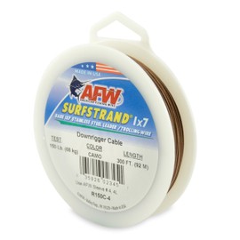 American Fishing Wire Surfstrand 1x7 Stainless Steel Downrigger Wire (No Assembly), 150 Pound Test, Camo Brown Color, 300-Feet