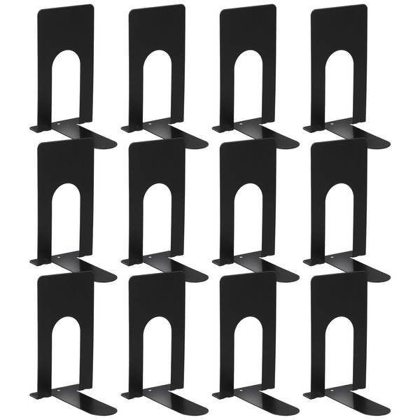 Hitchlike Bookends, 6 Pairs (12 Pieces), Book Stand, Stylish, Bookstand, Tabletop, Divider, Desk Organization, Tabletop Storage, Magazines, Documents, Metal, Black