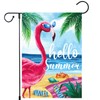 Hello Summer Flamingo Garden Flag Beach Tropical Palm Trees Spring