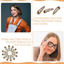 Nogeqi 12 PCS Hair Snap Clips for Women, Metal Snap Hair Clips, Vintage Tortoise Hair Clips Snap, Snap Barrettes for Women Girls, Suitable for All Hair Types