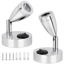 12V LED Spot Reading Light, RV Interior Lighting, Rotatable Reading Light, 3W Warm Light 3000K with On/Off Button for Camping Tents Camper Caravan Van for Motorhome Gadgets (2PCS)