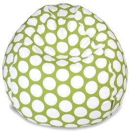 Small Bean Bag Chair with Filler Included in Green Polka Dots Pattern, 22'' H X 28'' W X 28'' D | Soft Shredded Foam, Uv Water & Stain Resistant Zippered Cover