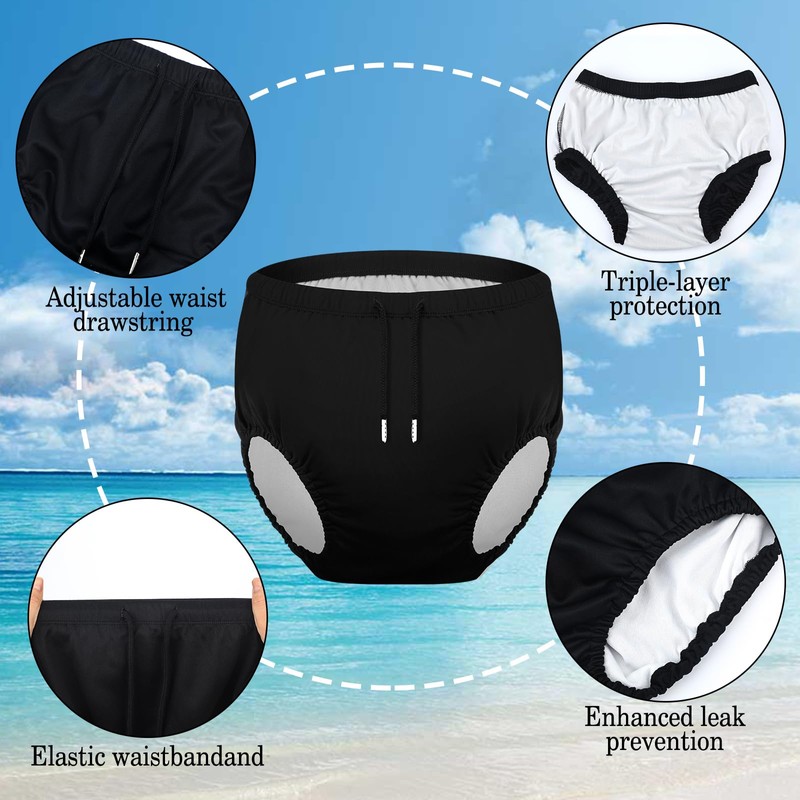 Glitopper 2 Pcs Reusable Adult Swim Diapers Special Needs Cloth