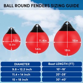 VEITHI 2 Pack Boat Buoy Ball Anchor Buoy Round Boat Fenders,Vinyl Inflatable Marine Mooring Buoy with Pump,Buoys for Boat Boat Mooring Buoys Red 11.4 x 14inch,Boat Buoys Bumpers for Anchoring,Marking