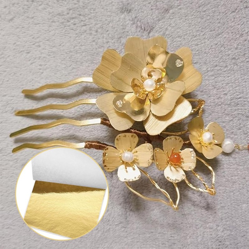 VONJUMA 100 Sheets Gold Leaf Imitation Gold Leaf Gold Paper